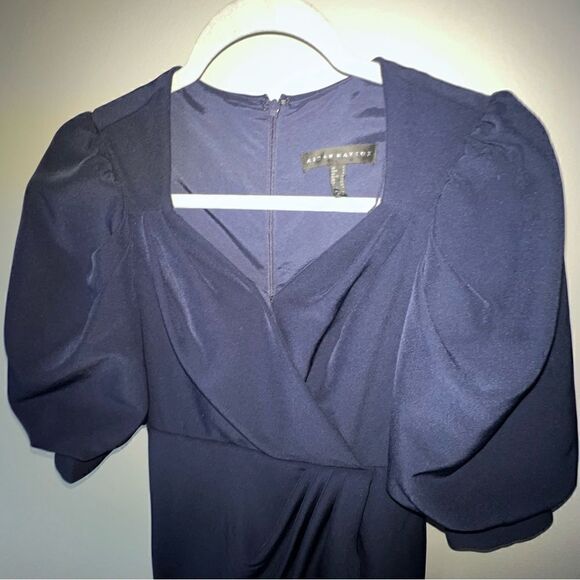 Aidan Mattox Navy Puff Sleeve Evening Dress - Sz 0 - Picture 6 of 16